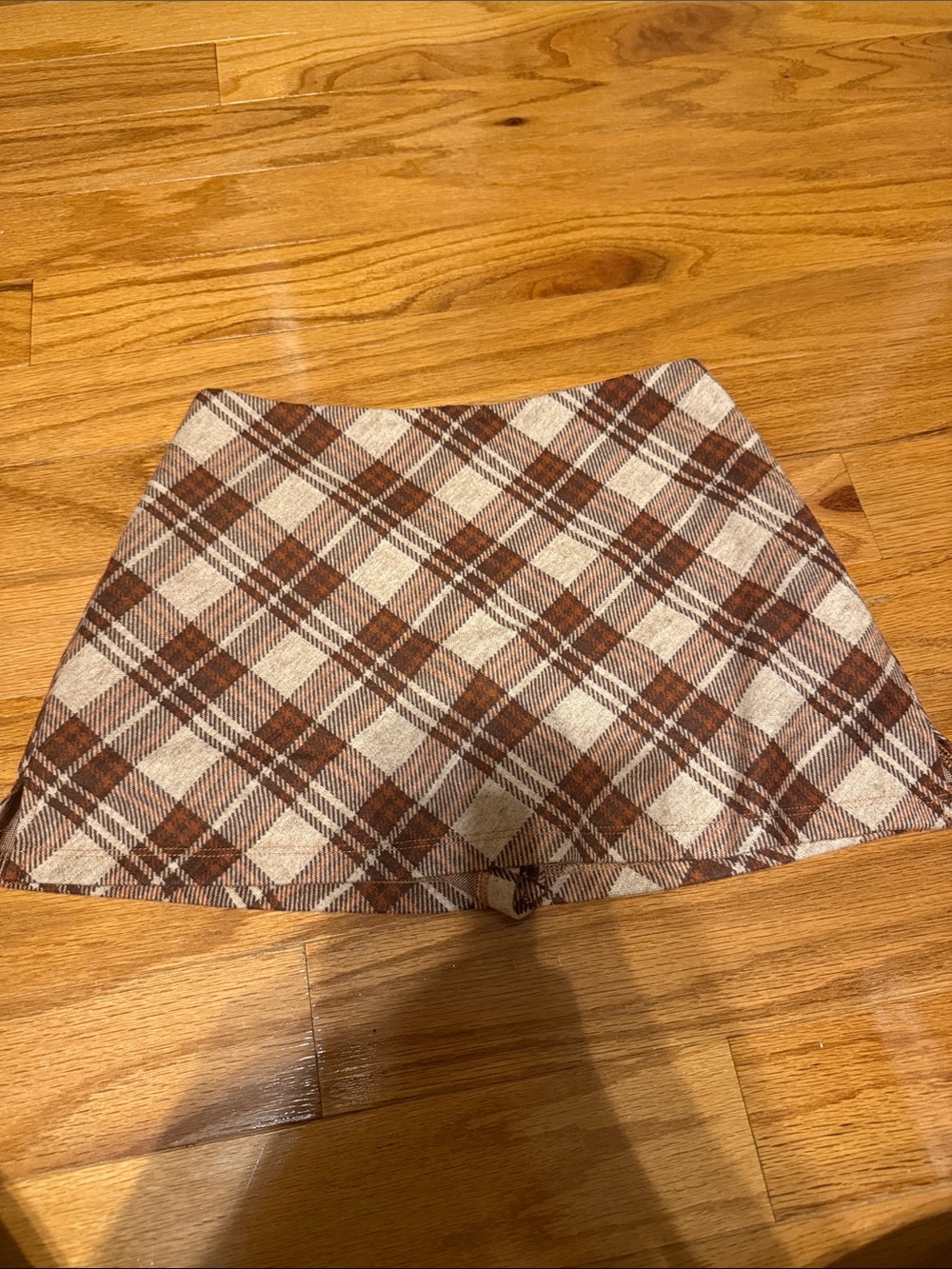 Altar'd State Brown and Cream Plaid Mini Skirt